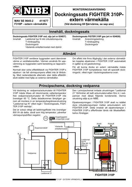 Dockningssats FIGHTER 310P- extern värmekälla - nibe.com