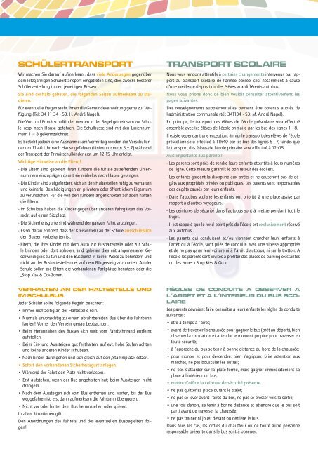 SCHÜLERTRANSPORT TRANSPORT SCOLAIRE