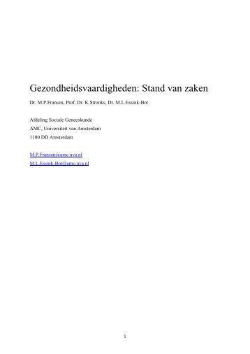 Rapport gezondheidsvaardigheden - Nigz