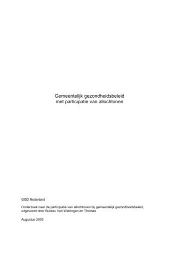 Gemeentelijk gezondheidsbeleid met participatie van ... - Nigz