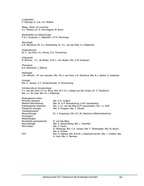 Jaardocument 2011 Ziekenhuis Nij Smellinghe Drachten