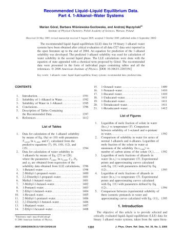 Recommended Liquid–Liquid Equilibrium Data. Part 4. 1-Alkanol ...