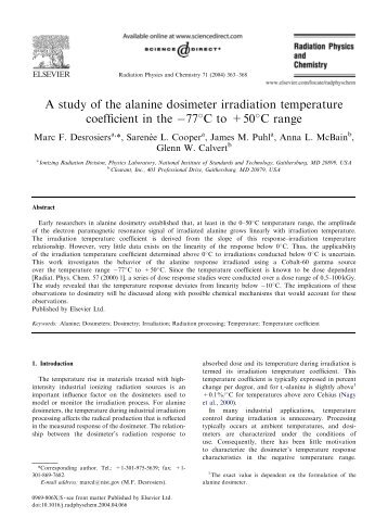 A study of the alanine dosimeter irradiation temperature coefficient ...