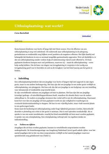 Uithuisplaatsing: wat werkt? - Nederlands Jeugdinstituut