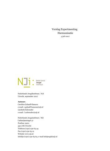 Verslag Expertmeeting Harmonisatie - Nederlands Jeugdinstituut