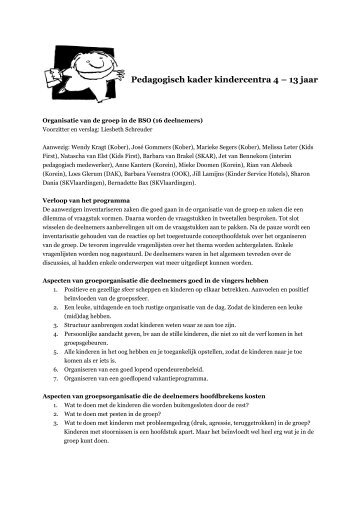 Pedagogisch kader kindercentra 4 – 13 jaar - Nederlands ...