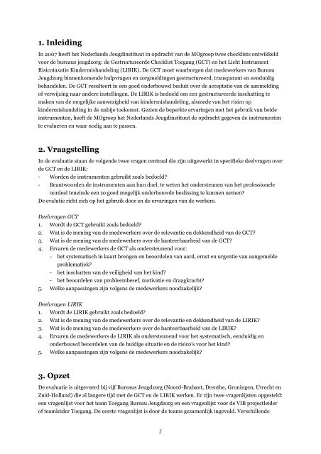 Evaluatie en bijstelling GCT en LIRIK - Nederlands Jeugdinstituut