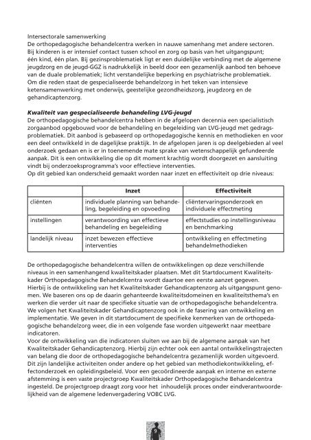 Startdocument Kwaliteitskader Orthopedagogische Behandelcentra