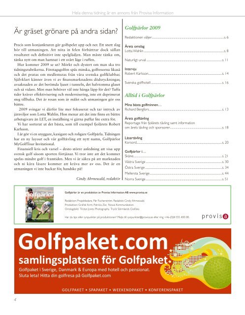 Golfpärlor 2009 - Publikationer Provisa Sverige AB - Provisa ...