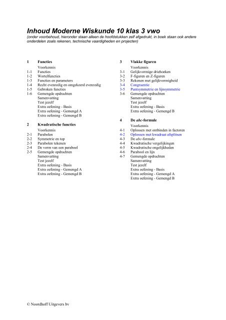 inhoudsopgave van klas 3 vwo - Noordhoff Uitgevers