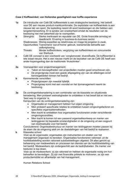 Uitwerkingen Organisatie, leiding & management - Noordhoff ...