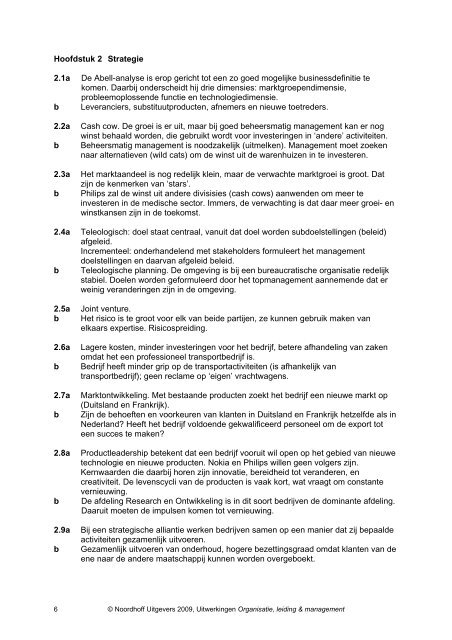 Uitwerkingen Organisatie, leiding & management - Noordhoff ...