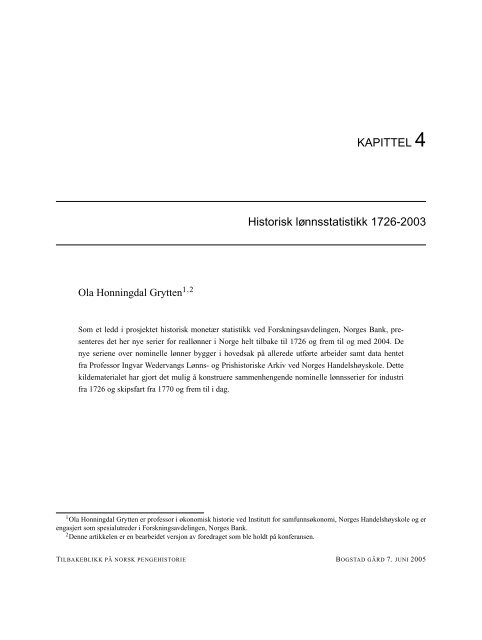 4. Historisk lønnsstatistikk 1726-2004 - Norges Bank