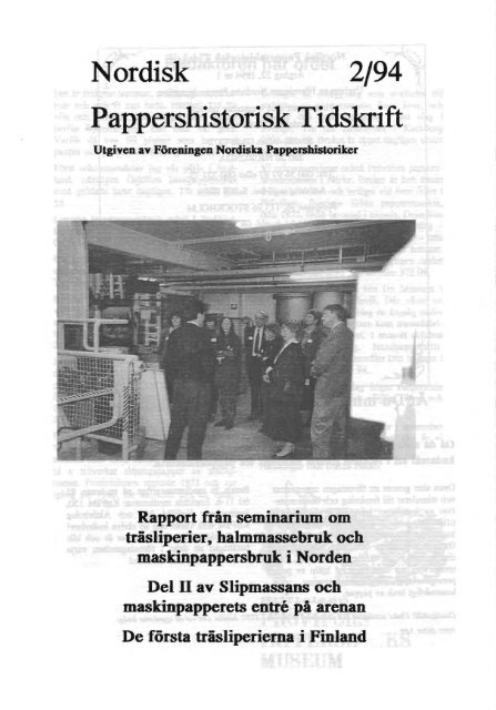 Nordisk 2/94 Pappershistorisk Tidskrift - Föreningen Nordiska ...