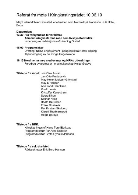 Referat kringkastingsrådet juni 2010 - NRK