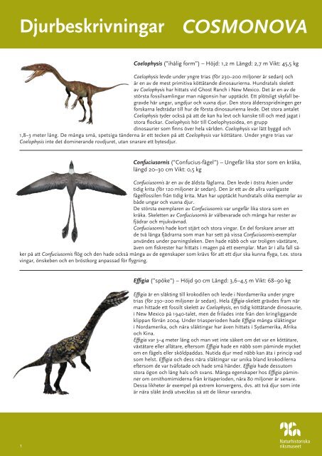 Faktablad olika dinosaurier