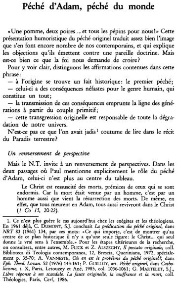 Péché d'Adam, péché du monde - Nouvelle Revue Théologique NRT