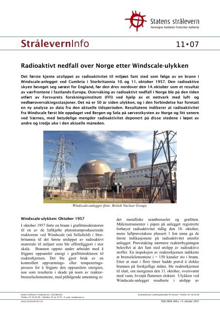 Radioaktivt nedfall over Norge etter Windscale ... - Statens strålevern