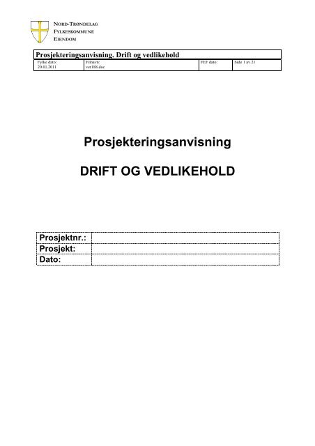 PA Drift og Vedlikehold.jan - Nord-Trøndelag fylkeskommune