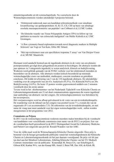 §Jaarverslag NVKC 2011