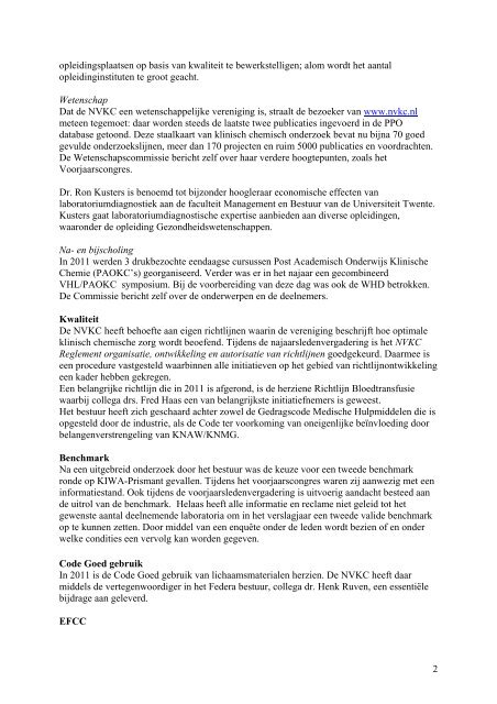 §Jaarverslag NVKC 2011