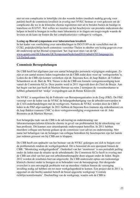 §Jaarverslag NVKC 2011