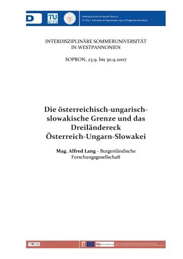 Die österreichisch-ungarisch- slowakische Grenze und das ...