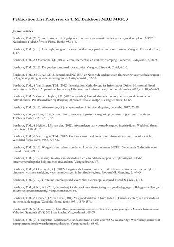 Publication List Professor dr T.M. Berkhout MRE MRICS - Nyenrode ...