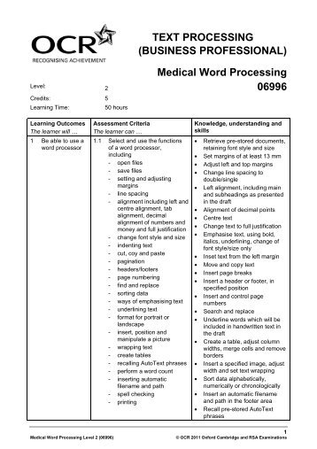 Medical word processing - OCR