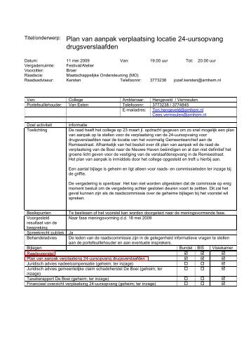 Plan van aanpak verplaatsing locatie 24-uursopvang - Gemeente ...