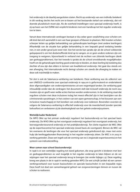 De school en leerlingen met gedragsproblemen - Onderwijsraad