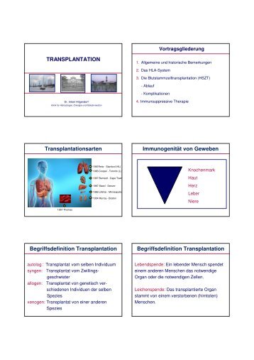TRANSPLANTATION Transplantationsarten Immunogenität von ...