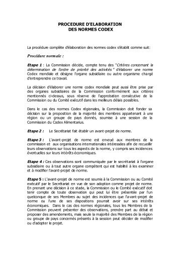 procédures de préparation - ONSSA