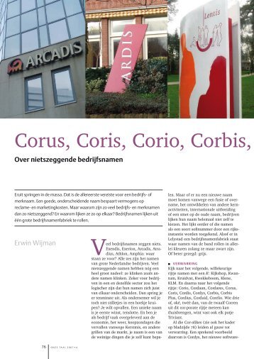 Corus, Coris, Corio, Corbis, Cordares - Genootschap Onze Taal