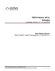 RESTful Network` API for Messaging - Open Mobile Alliance