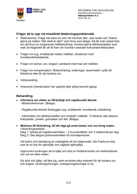Handbok för skolhälsan - Örebro läns landsting