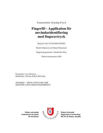 FingerID - Applikation för användaridentifiering ... - Örebro universitet