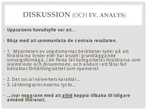 DISKUSSION (OCH EV. ANALY