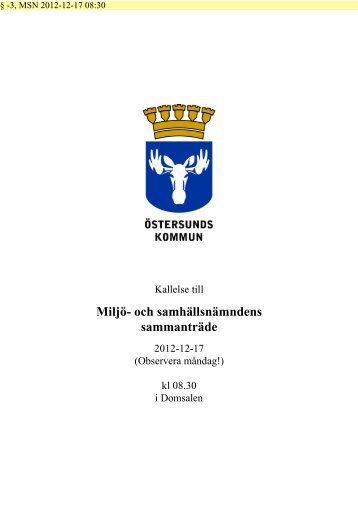 Kallelse miljö- och samhällsnämnden 17 december 2012