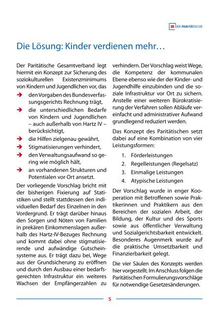 PARITÄTISCHES Konzept „Kinder verdienen mehr“