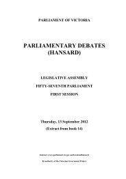 PARLIAMENTARY DEBATES (HANSARD) - Parliament of Victoria
