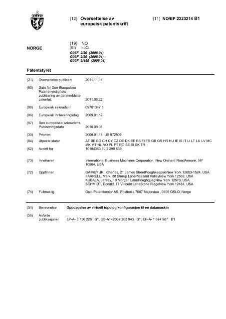 (12) Oversettelse av europeisk patentskrift - Patentstyret