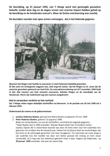 De bevrijding, op 21 januari 1945, van 't Hènge werd met gemengde ...