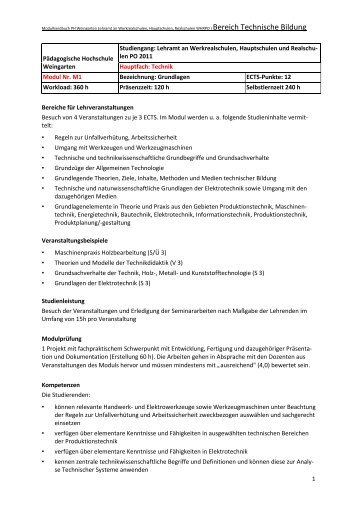 Modulhandbuch Sekundarstufe - Pädagogische Hochschule ...