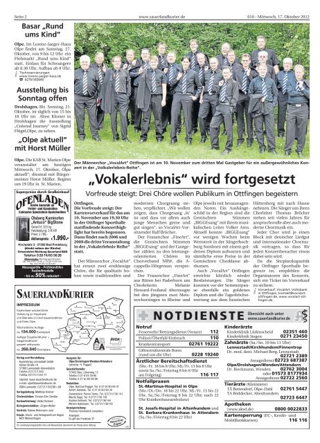 Olpe, Drolshagen, Wenden - SauerlandKurier