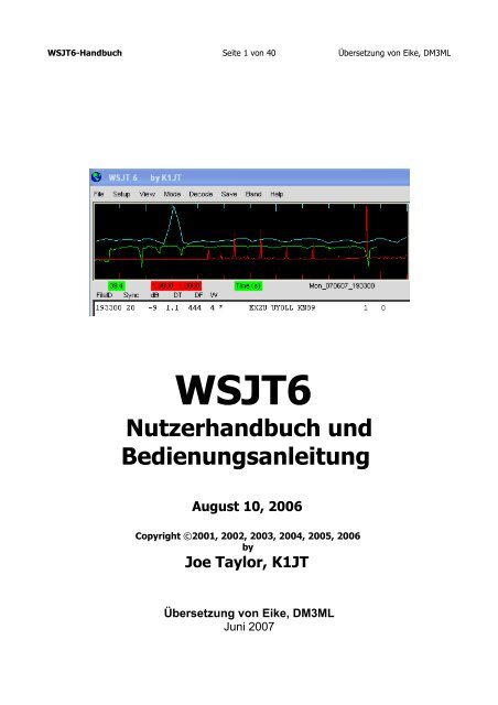 Arbeiten mit WSJT