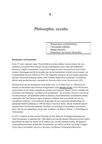 9 . Philosophia occulta - René Pieyns - Esoterie : De hogere graden
