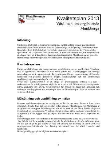 Kvalitetsplan 2013 (pdf, 180kb) - Piteå kommun