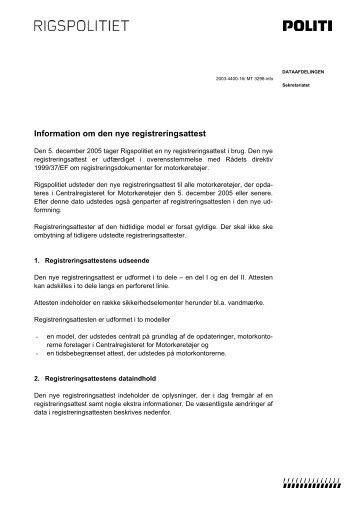 Information om den nye registreringsattest