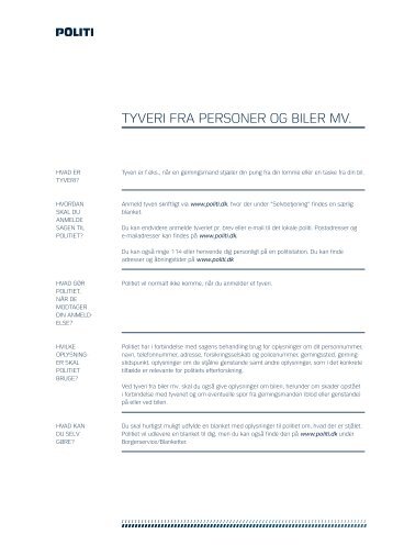 Servicedeklaration "Tyveri fra personer og biler m.v." (pdf) - Politiets